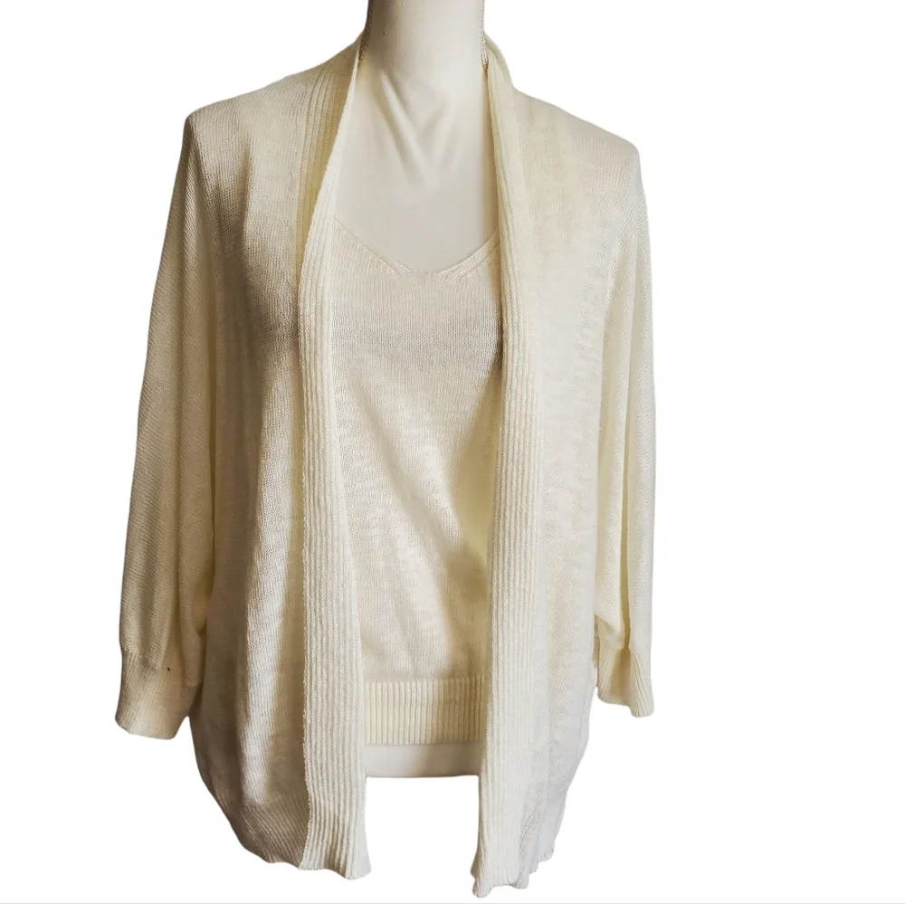 EUC Michael Stars Katrina Linen Blend Tank and Cardigan Set